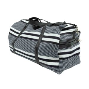 Sac de voyage (weekend) en Wax (Noir et Blanc) et Cuire